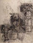James Ensor Nude at a Balustrade or Nude with Vase and Column oil painting picture wholesale